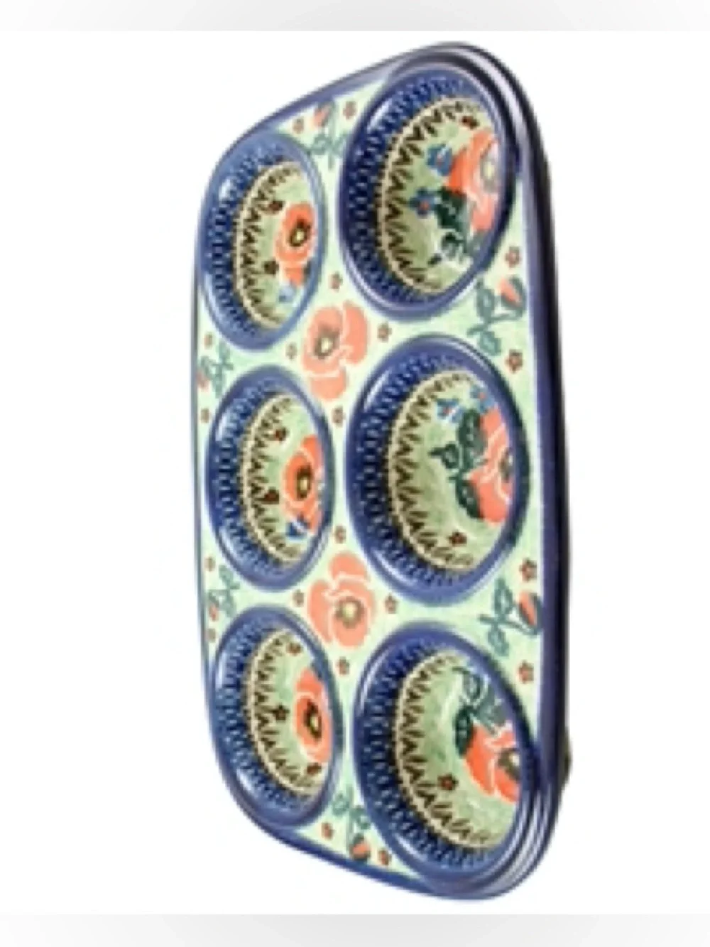 Unikat Polish Pottery Stoneware Muffin Pan 11.5 in. U1274